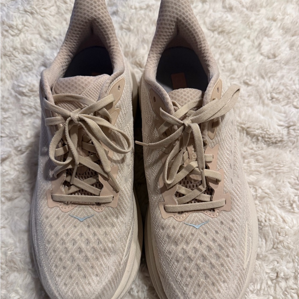 Hoka Cream Lace-Up Sneakers